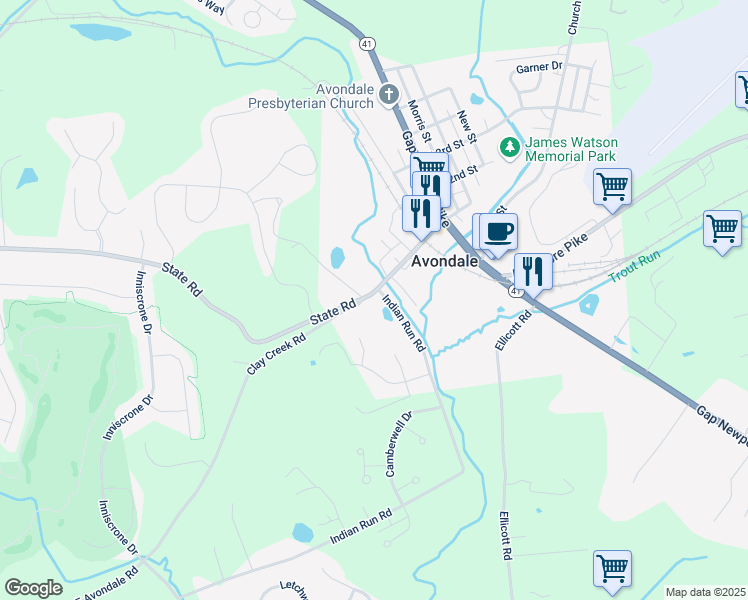 map of restaurants, bars, coffee shops, grocery stores, and more near 200 West State Street in Avondale