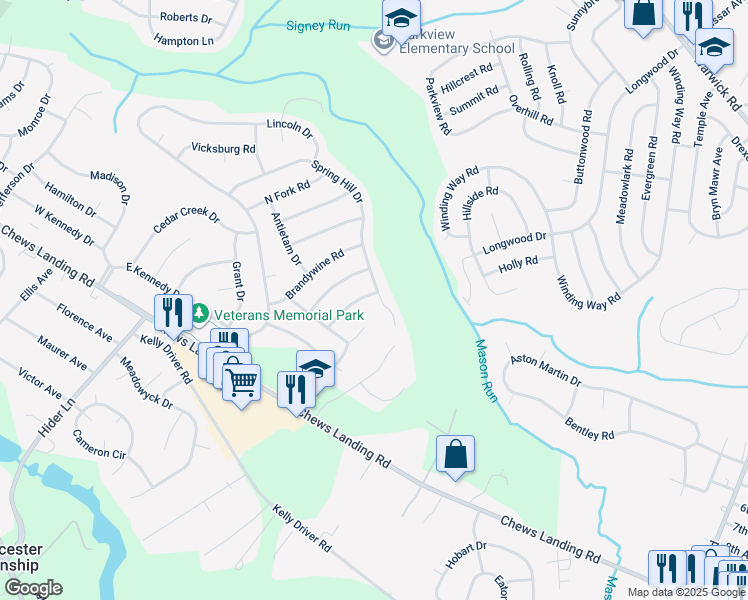 map of restaurants, bars, coffee shops, grocery stores, and more near 15 Hartford Road in Laurel Springs