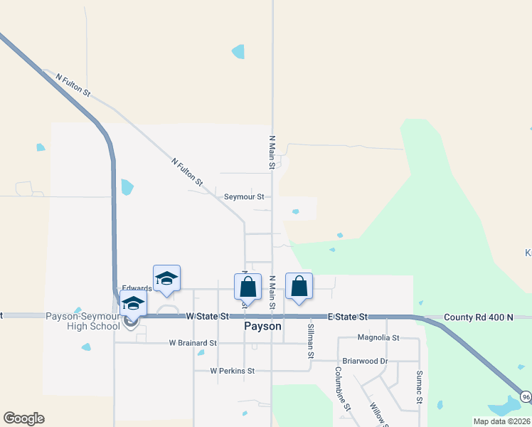 map of restaurants, bars, coffee shops, grocery stores, and more near 406 North Main Street in Payson