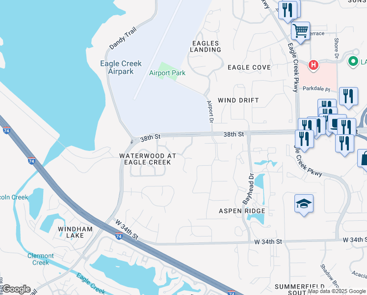 map of restaurants, bars, coffee shops, grocery stores, and more near 3708 Magenta Lane in Indianapolis
