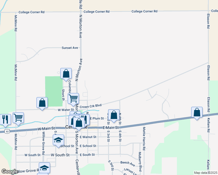 map of restaurants, bars, coffee shops, grocery stores, and more near 306 North Centerville Road in Centerville