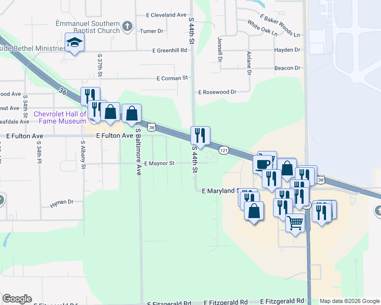 map of restaurants, bars, coffee shops, grocery stores, and more near 1700-1798 South Phyllis Drive in Decatur