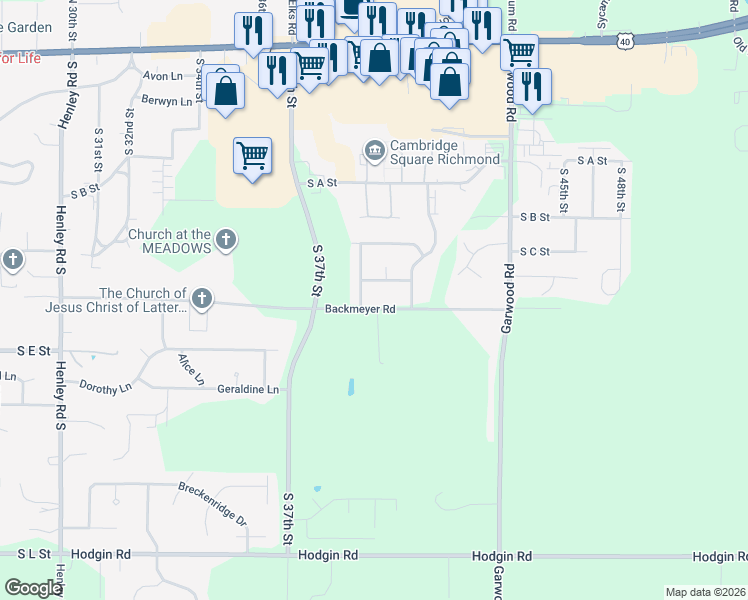 map of restaurants, bars, coffee shops, grocery stores, and more near 4024 Backmeyer Road in Richmond