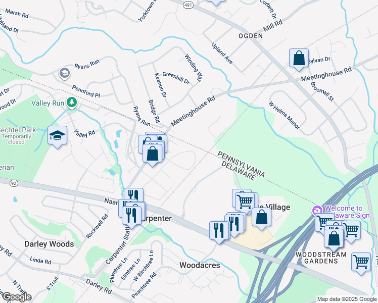 map of restaurants, bars, coffee shops, grocery stores, and more near 15 Bavarian Lane in Wilmington