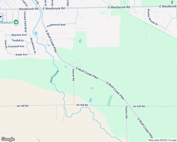 map of restaurants, bars, coffee shops, grocery stores, and more near 11893 South Wolf Creek Pike in Brookville