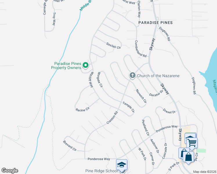 map of restaurants, bars, coffee shops, grocery stores, and more near 14186 Wingate Circle in Magalia