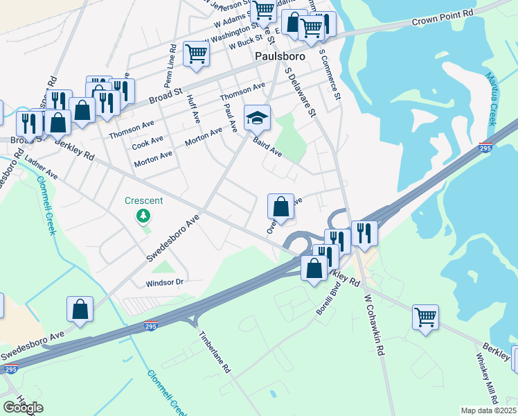 map of restaurants, bars, coffee shops, grocery stores, and more near 1707 Dayton Avenue in Paulsboro