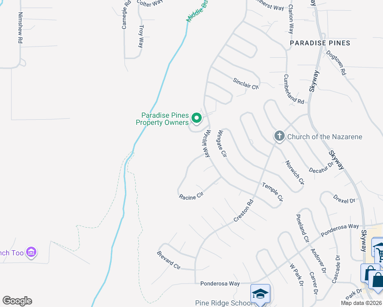 map of restaurants, bars, coffee shops, grocery stores, and more near 14217 Racine Circle in Magalia
