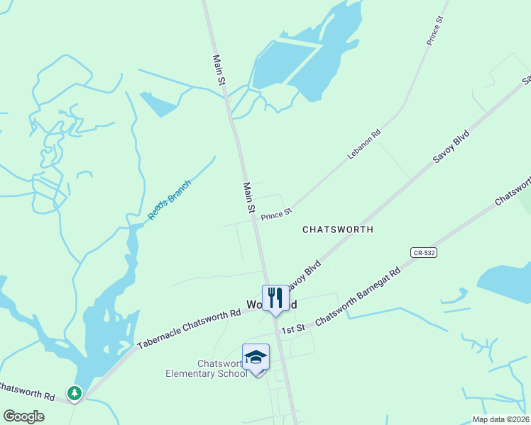 map of restaurants, bars, coffee shops, grocery stores, and more near 4028 County Road 563 in Woodland
