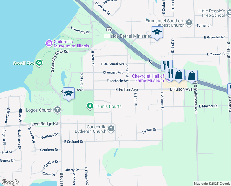 map of restaurants, bars, coffee shops, grocery stores, and more near 3300-3398 East Fulton Avenue in Decatur