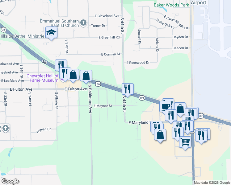 map of restaurants, bars, coffee shops, grocery stores, and more near 1700 South Phyllis Drive in Decatur
