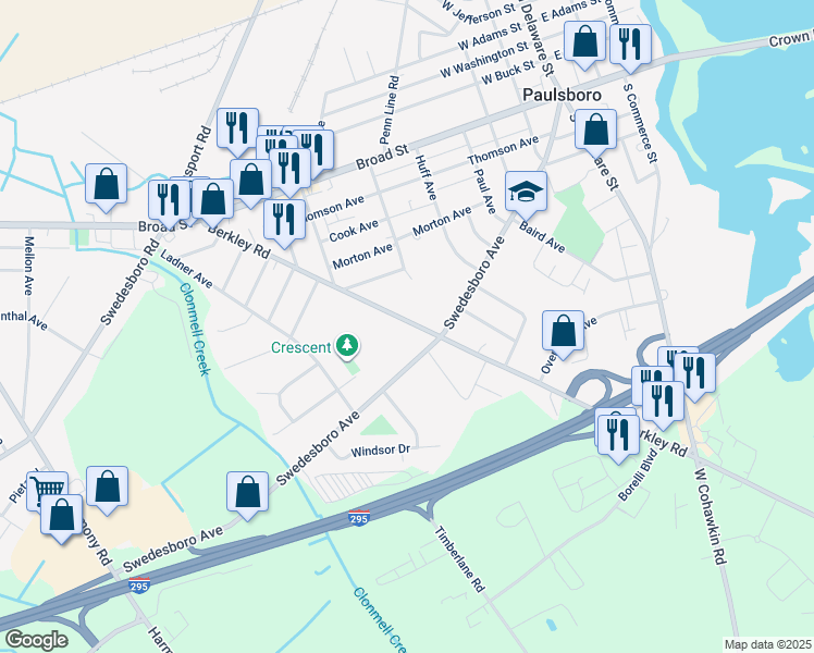 map of restaurants, bars, coffee shops, grocery stores, and more near 1164 Berkley Road in Greenwich Township