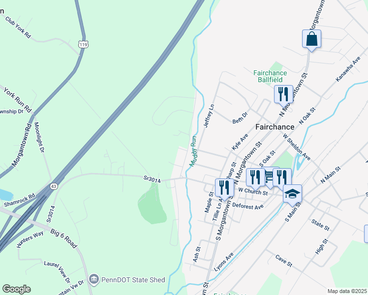 map of restaurants, bars, coffee shops, grocery stores, and more near 31 Fayette St in Smithfield