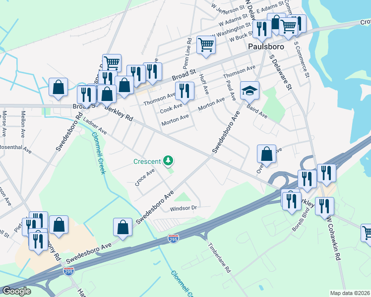 map of restaurants, bars, coffee shops, grocery stores, and more near 1144 Berkley Road in Greenwich Township