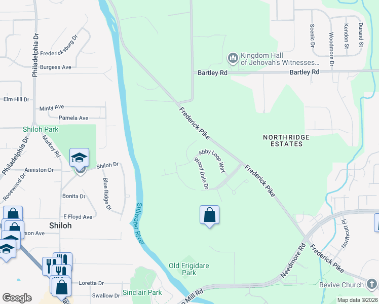 map of restaurants, bars, coffee shops, grocery stores, and more near 5430 Fairford Court in Dayton