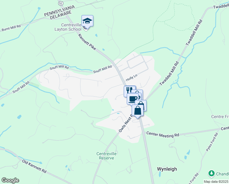 map of restaurants, bars, coffee shops, grocery stores, and more near 100 Chandler Lane in Wilmington