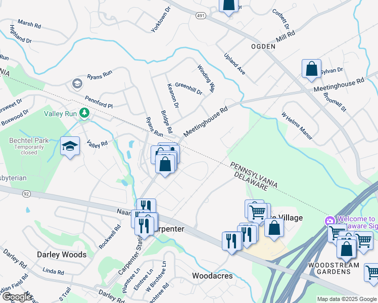map of restaurants, bars, coffee shops, grocery stores, and more near 15 Bavarian Lane in Wilmington
