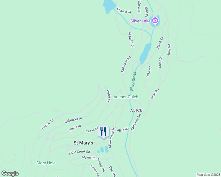 map of restaurants, bars, coffee shops, grocery stores, and more near 187 Harris Circle in Idaho Springs