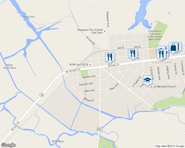 map of restaurants, bars, coffee shops, grocery stores, and more near 737 Mullen Ave in Greenwich Township