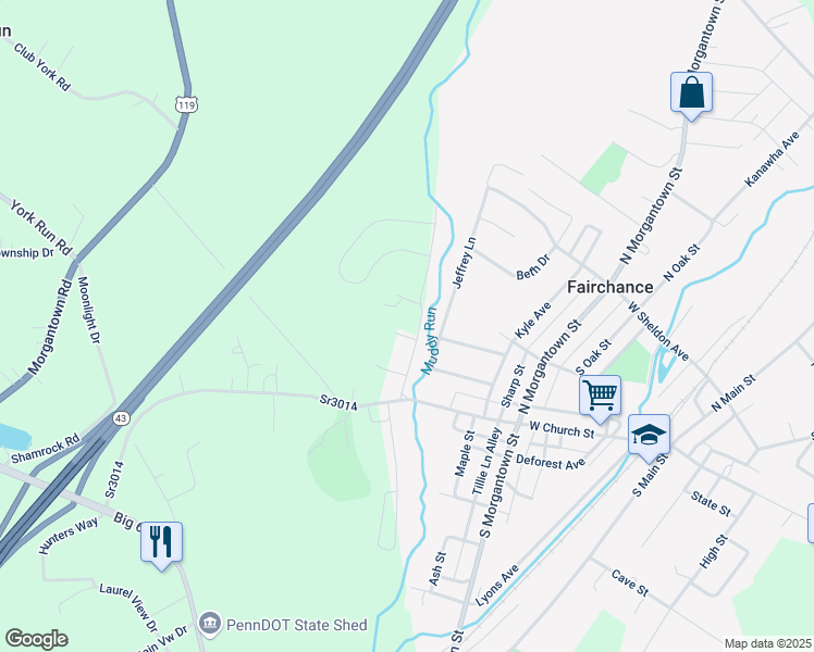 map of restaurants, bars, coffee shops, grocery stores, and more near 31 Fayette St in Smithfield