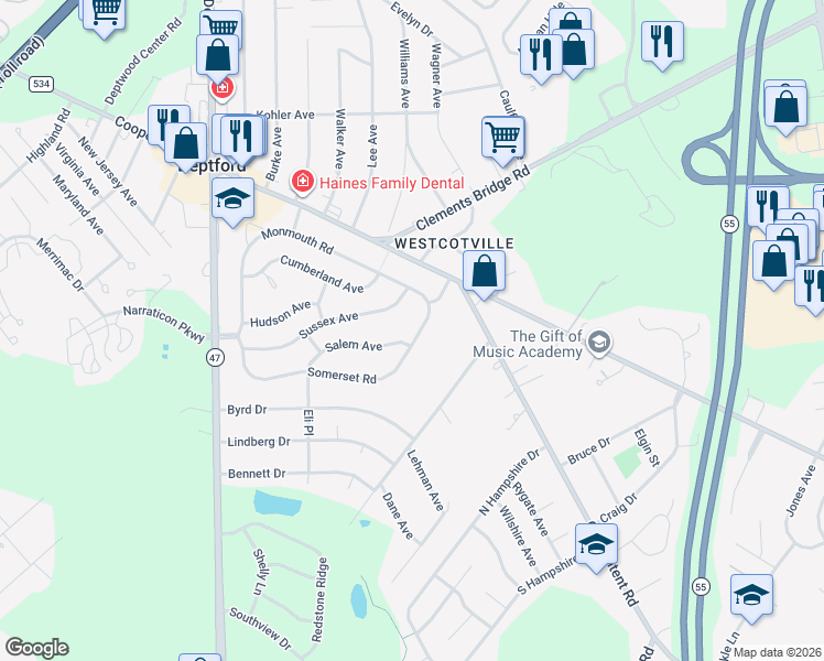 map of restaurants, bars, coffee shops, grocery stores, and more near 216 Somerset Road in Deptford