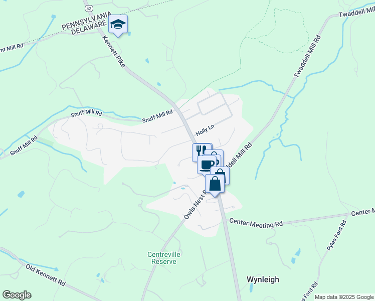 map of restaurants, bars, coffee shops, grocery stores, and more near 5826 Kennett Pike in Wilmington