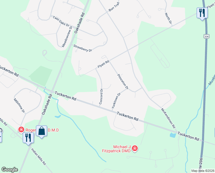 map of restaurants, bars, coffee shops, grocery stores, and more near 6 Liberty Circle in Shamong