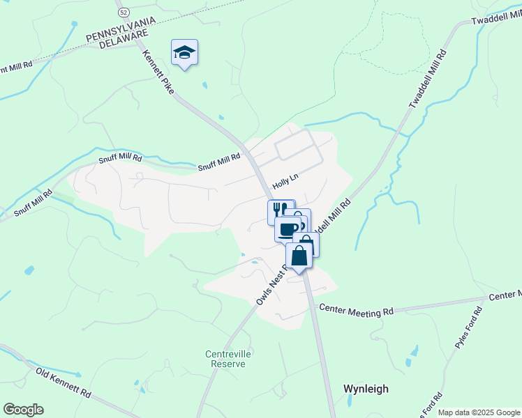 map of restaurants, bars, coffee shops, grocery stores, and more near 100 Chandler Lane in Wilmington