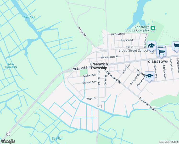 map of restaurants, bars, coffee shops, grocery stores, and more near 737 Mullen Avenue in Greenwich Township