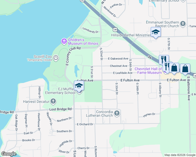map of restaurants, bars, coffee shops, grocery stores, and more near 3102 East Fulton Avenue in Decatur