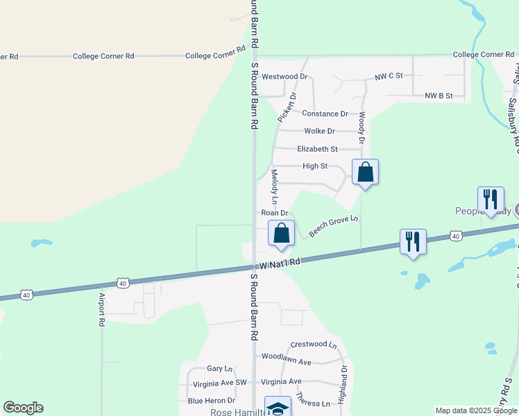 map of restaurants, bars, coffee shops, grocery stores, and more near 399 South Round Barn Road in Richmond