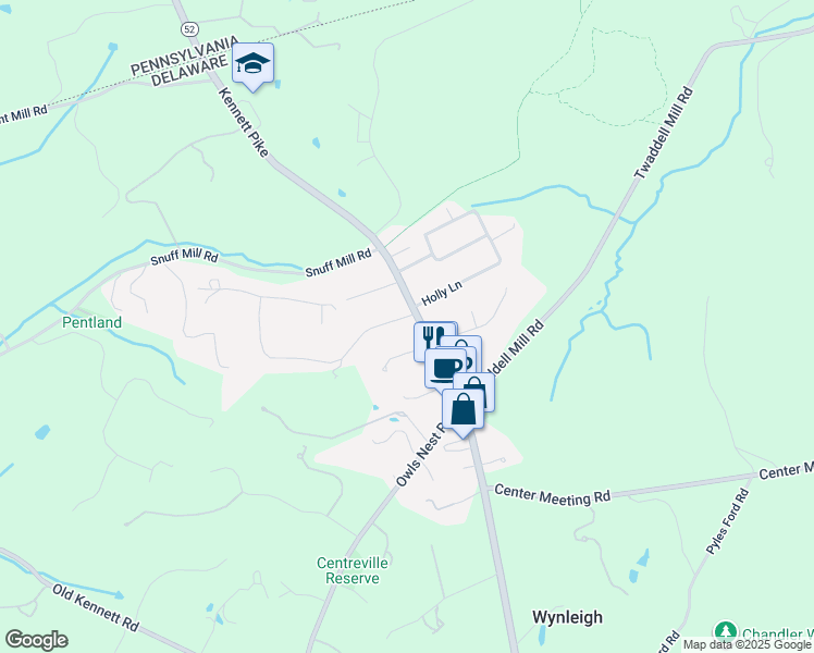 map of restaurants, bars, coffee shops, grocery stores, and more near 5826 Kennett Pike in Wilmington