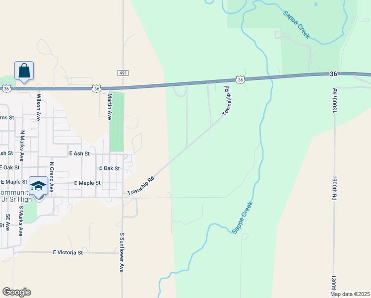 map of restaurants, bars, coffee shops, grocery stores, and more near Township Road in Oberlin