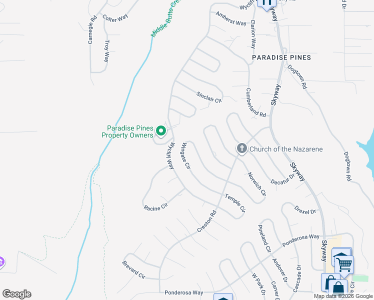 map of restaurants, bars, coffee shops, grocery stores, and more near 14148 Wingate Circle in Magalia