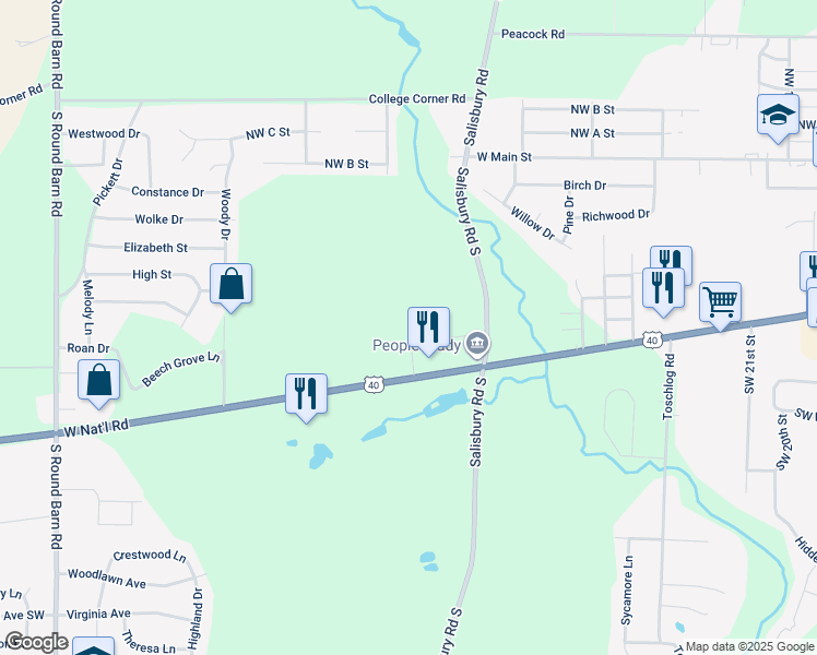 map of restaurants, bars, coffee shops, grocery stores, and more near 3150 National Road West in Richmond