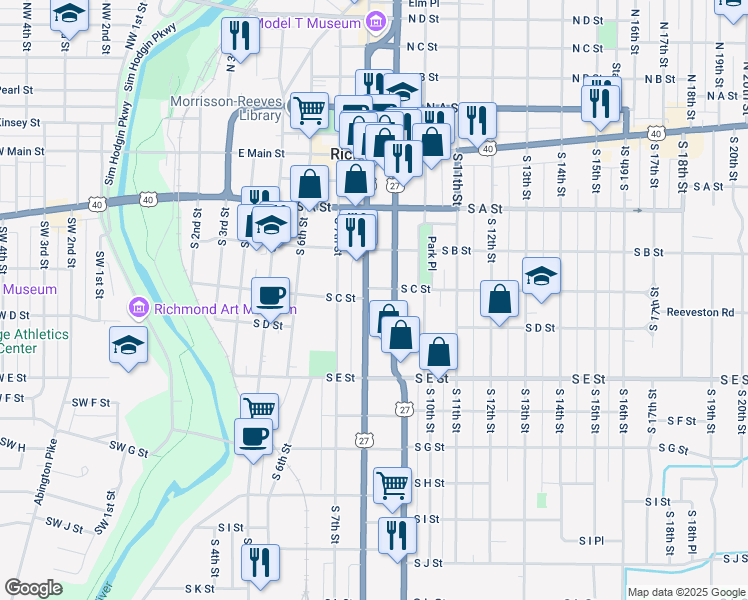 map of restaurants, bars, coffee shops, grocery stores, and more near 330 South 9th Street in Richmond
