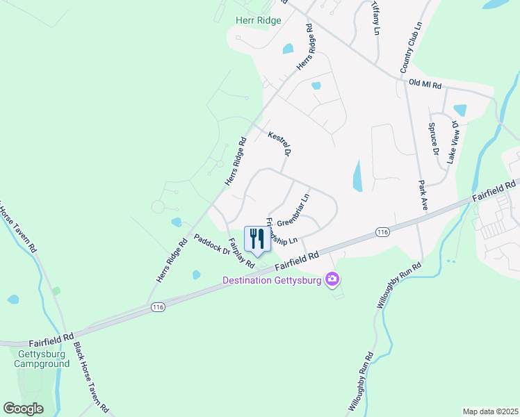 map of restaurants, bars, coffee shops, grocery stores, and more near 34 Thrush ct in Gettysburg
