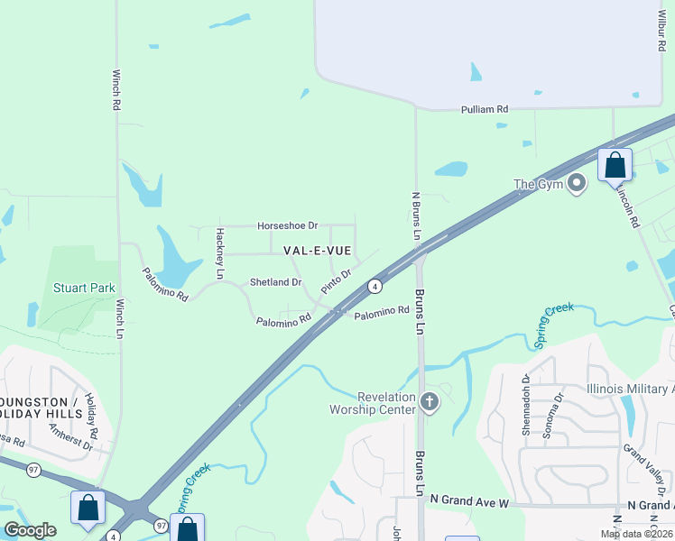 map of restaurants, bars, coffee shops, grocery stores, and more near 2-14 Lariat Drive in Springfield
