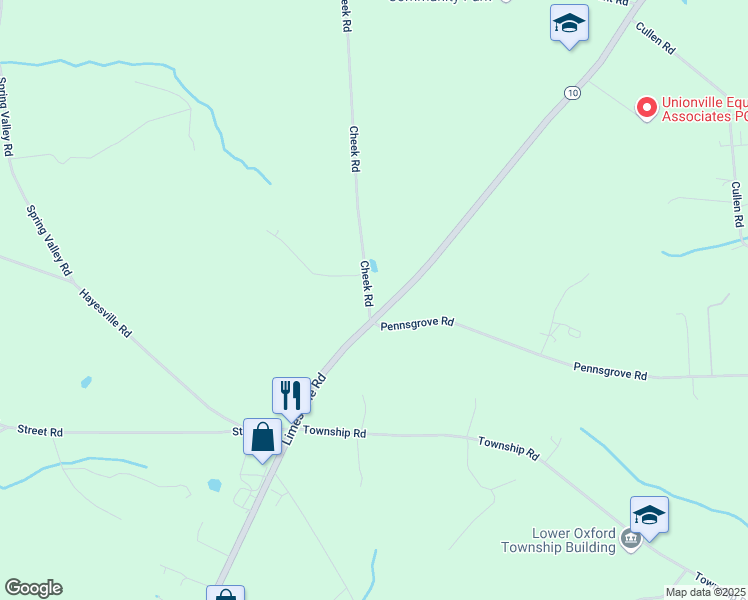 map of restaurants, bars, coffee shops, grocery stores, and more near 110 Cheek Road in Oxford