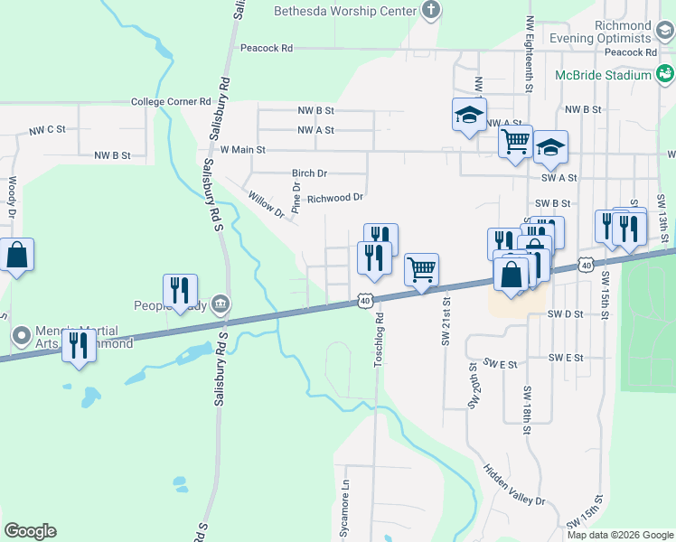 map of restaurants, bars, coffee shops, grocery stores, and more near 2525 Frances Avenue in Richmond