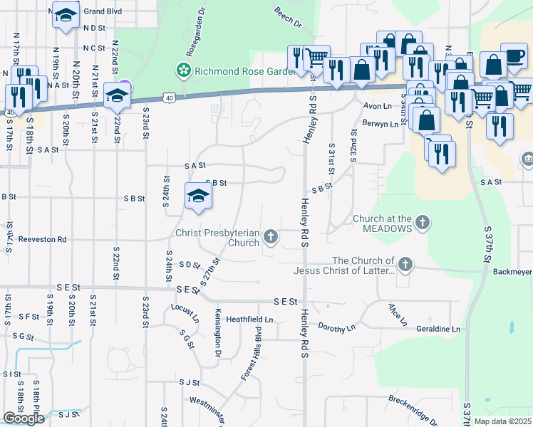 map of restaurants, bars, coffee shops, grocery stores, and more near 229 South 28th Street in Richmond