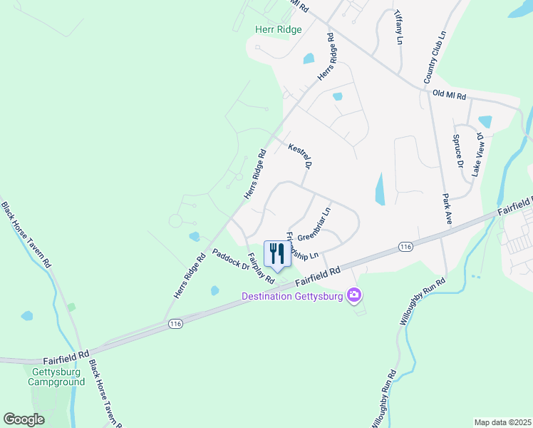 map of restaurants, bars, coffee shops, grocery stores, and more near 5 Thrush ct in Gettysburg