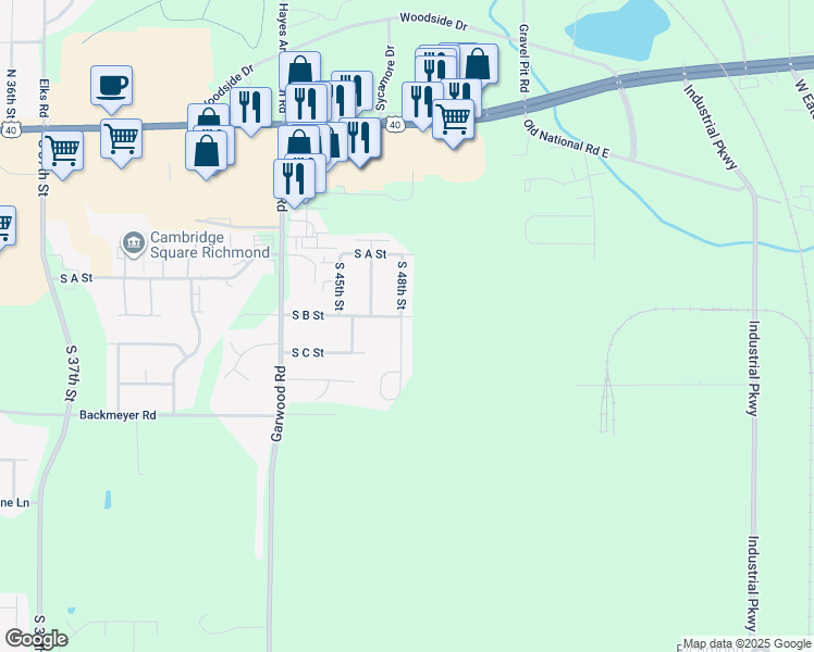 map of restaurants, bars, coffee shops, grocery stores, and more near 223 South 48th Street in Richmond