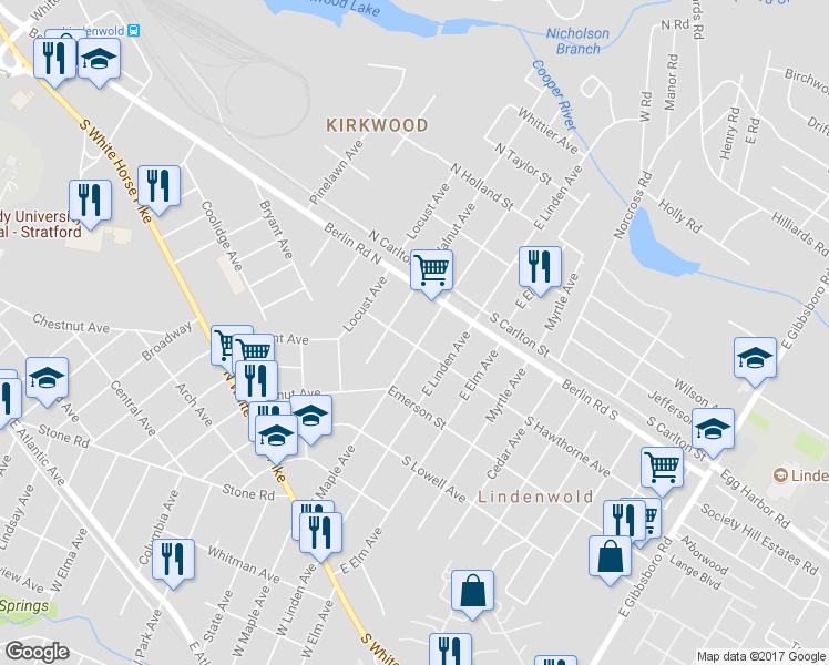 map of restaurants, bars, coffee shops, grocery stores, and more near 506 East Maple Avenue in Lindenwold