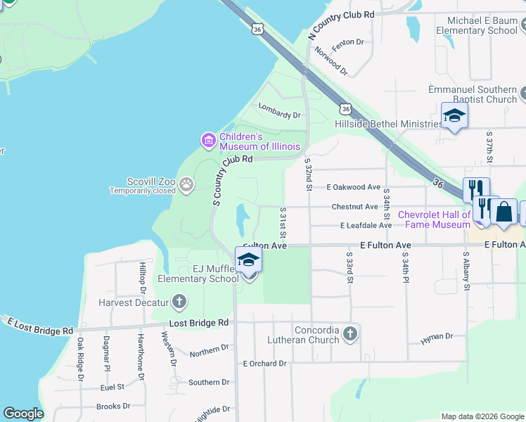 map of restaurants, bars, coffee shops, grocery stores, and more near 1510 South Lynnwood Drive in Decatur