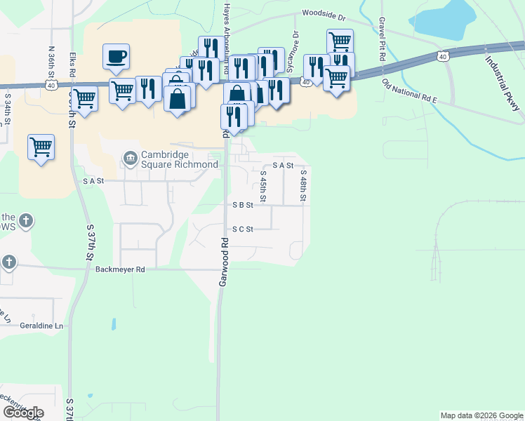 map of restaurants, bars, coffee shops, grocery stores, and more near 4427 South B Street in Richmond