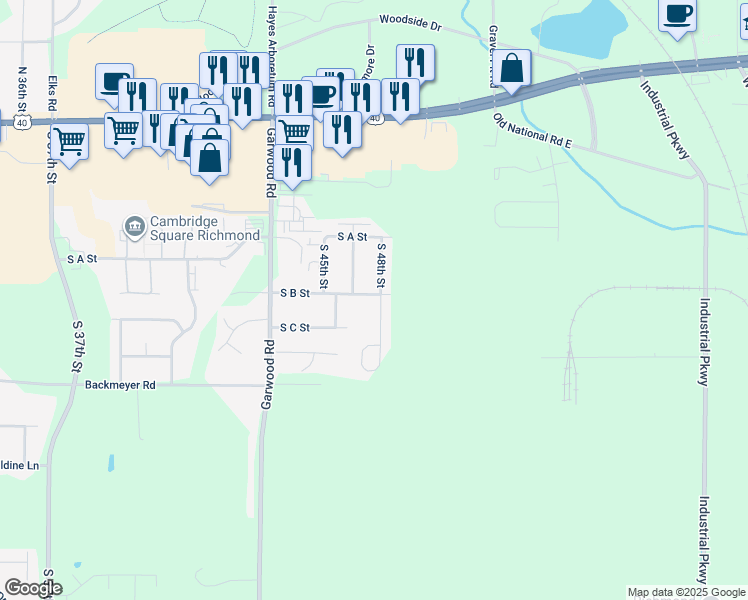 map of restaurants, bars, coffee shops, grocery stores, and more near 223 South 48th Street in Richmond