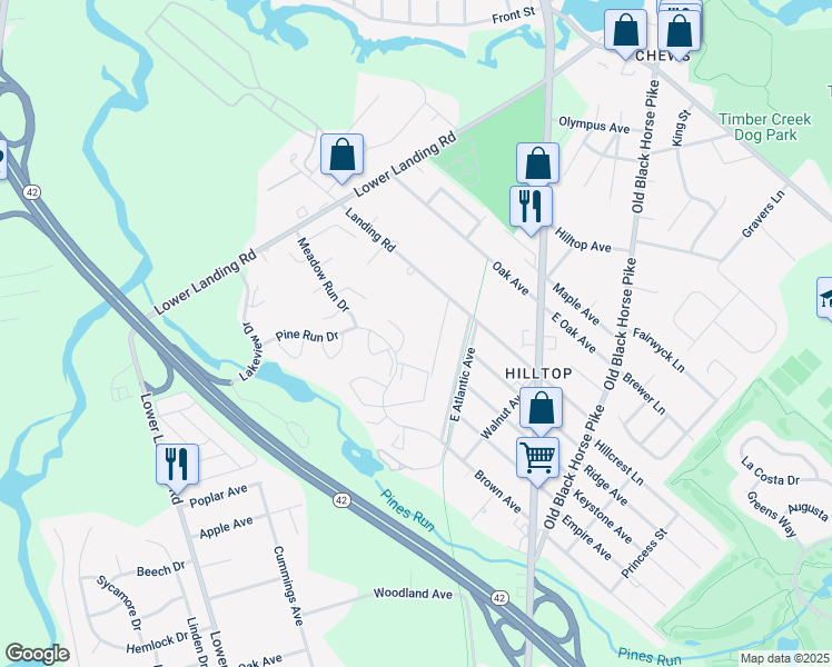 map of restaurants, bars, coffee shops, grocery stores, and more near 10 Crabapple Court in Gloucester Township