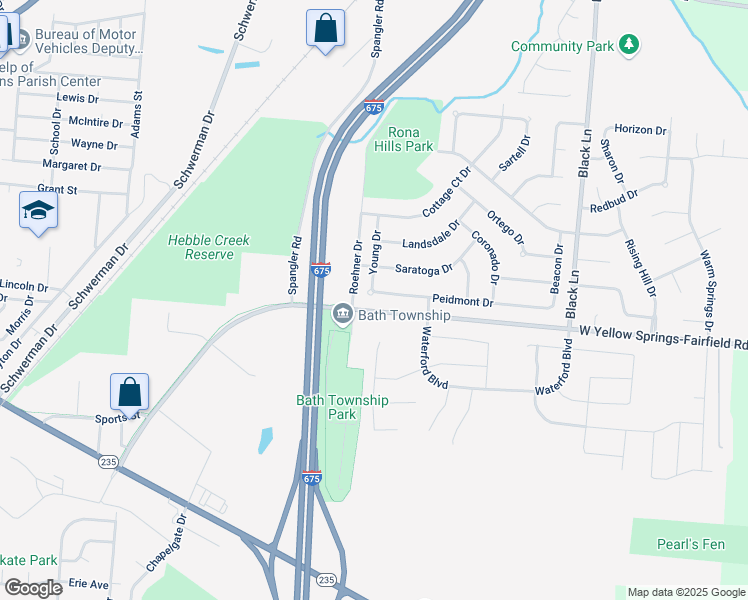 map of restaurants, bars, coffee shops, grocery stores, and more near 1026 Peidmont Drive in Fairborn