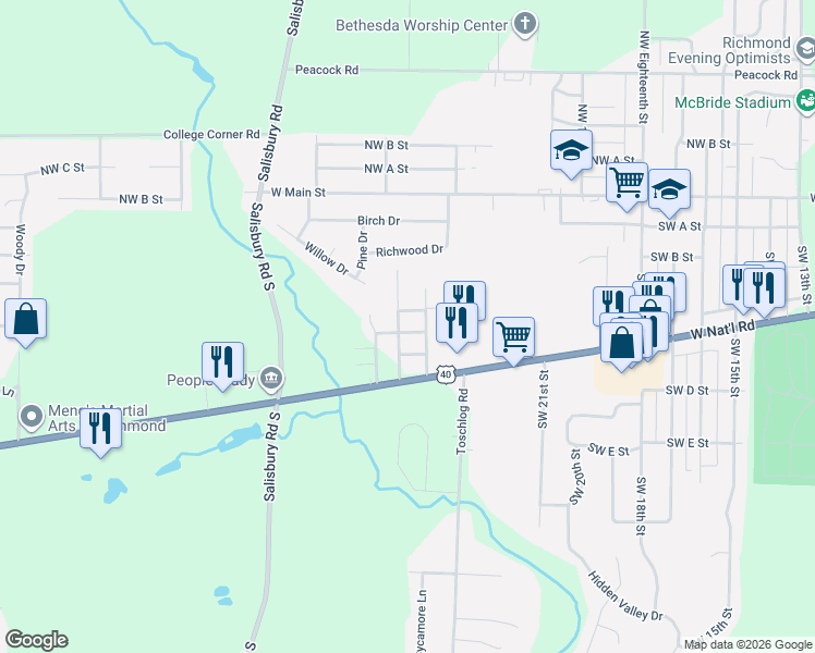 map of restaurants, bars, coffee shops, grocery stores, and more near 2525 Frances Avenue in Richmond